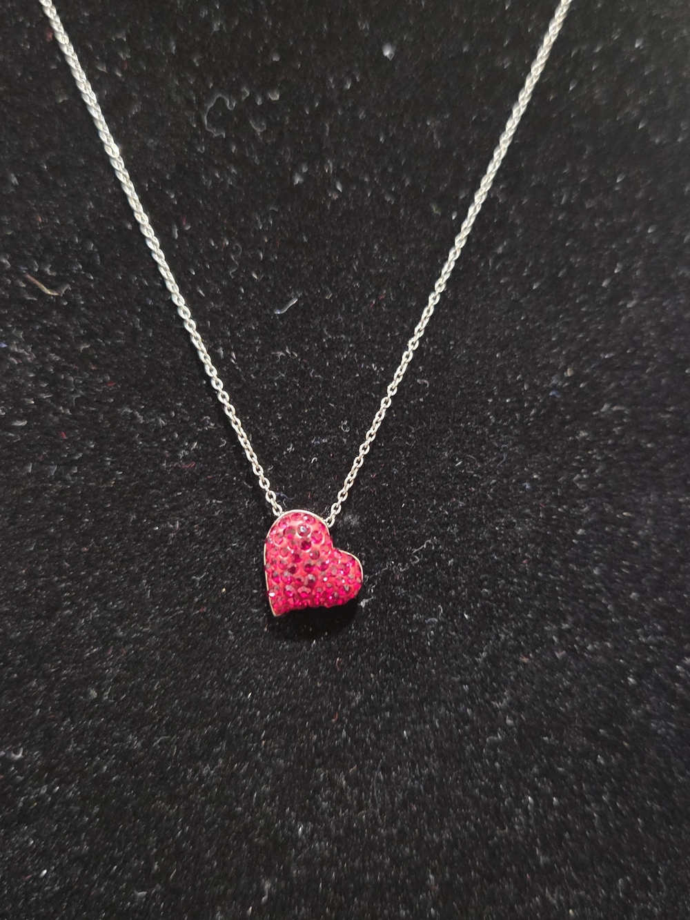 Swarovski Silver Necklace with Red Pave Heart Pendant